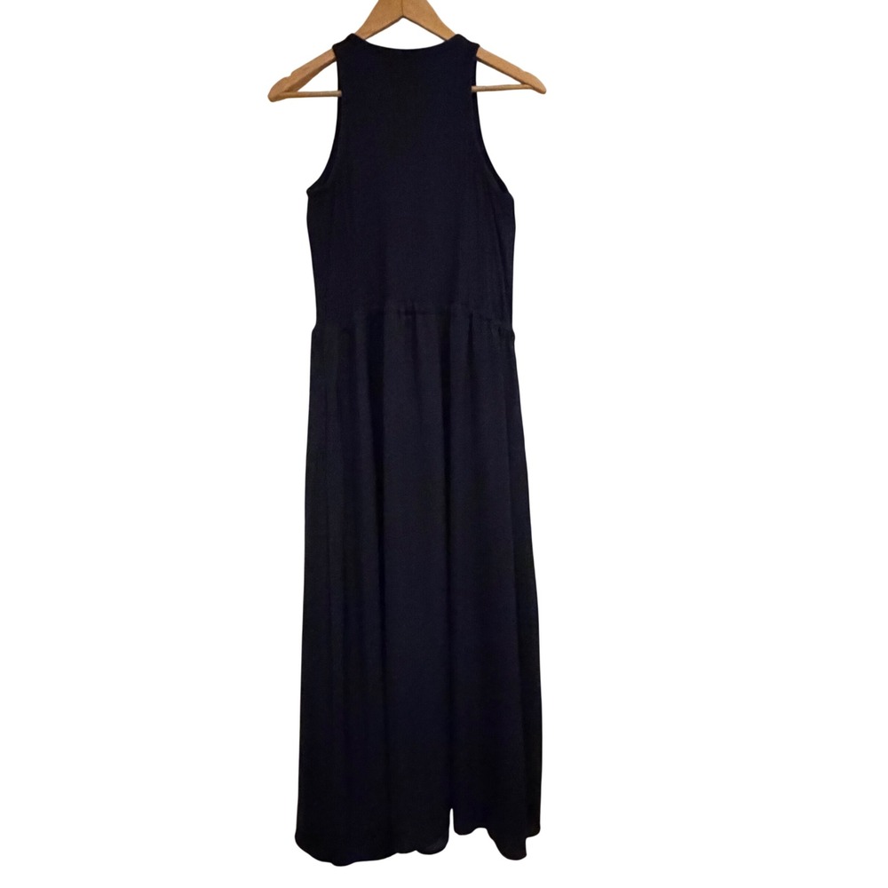 Shebird Navy Blue Ribbed Mixed Media Tassel Maxi Dress Size 4